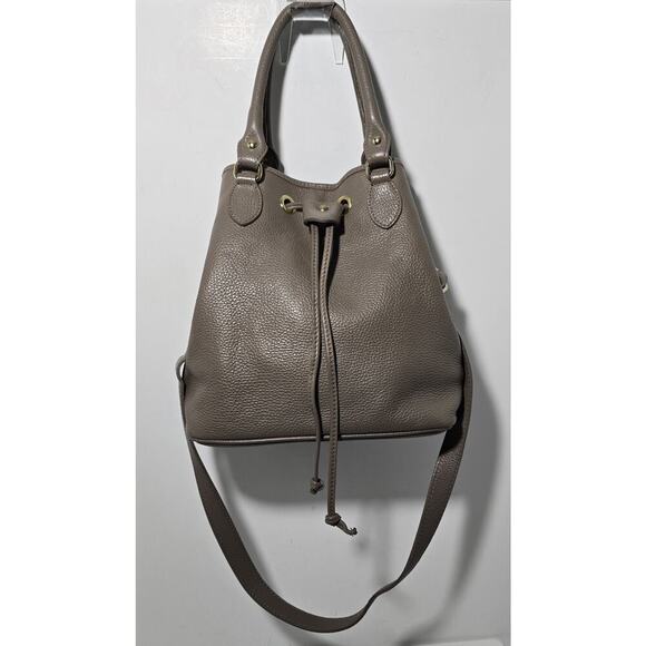 Vintage Liz Claiborne Pebble leather Drawstring Bucket Shoulder Bag Made Italy - Picture 2 of 15